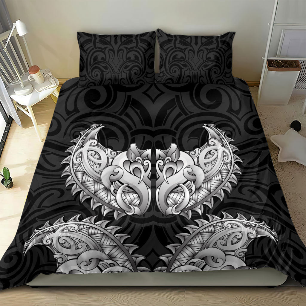 New Zealand Ta Moko Bedding Set Aotearoa Maori Chest Tattoo Black