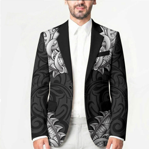 New Zealand Ta Moko Blazer Aotearoa Maori Chest Tattoo Black