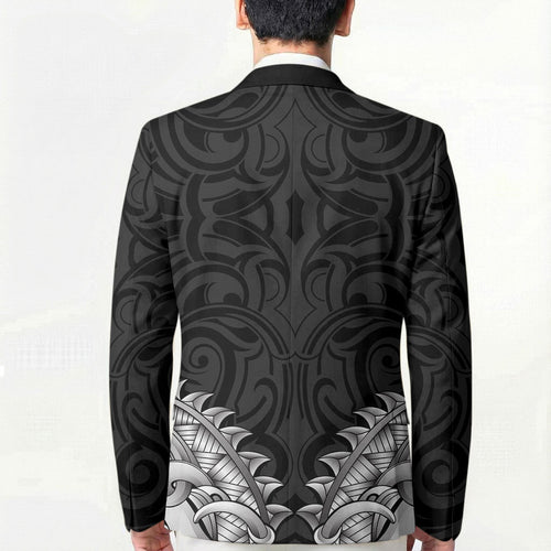 New Zealand Ta Moko Blazer Aotearoa Maori Chest Tattoo Black