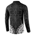 New Zealand Ta Moko Button Sweatshirt Aotearoa Maori Chest Tattoo Black