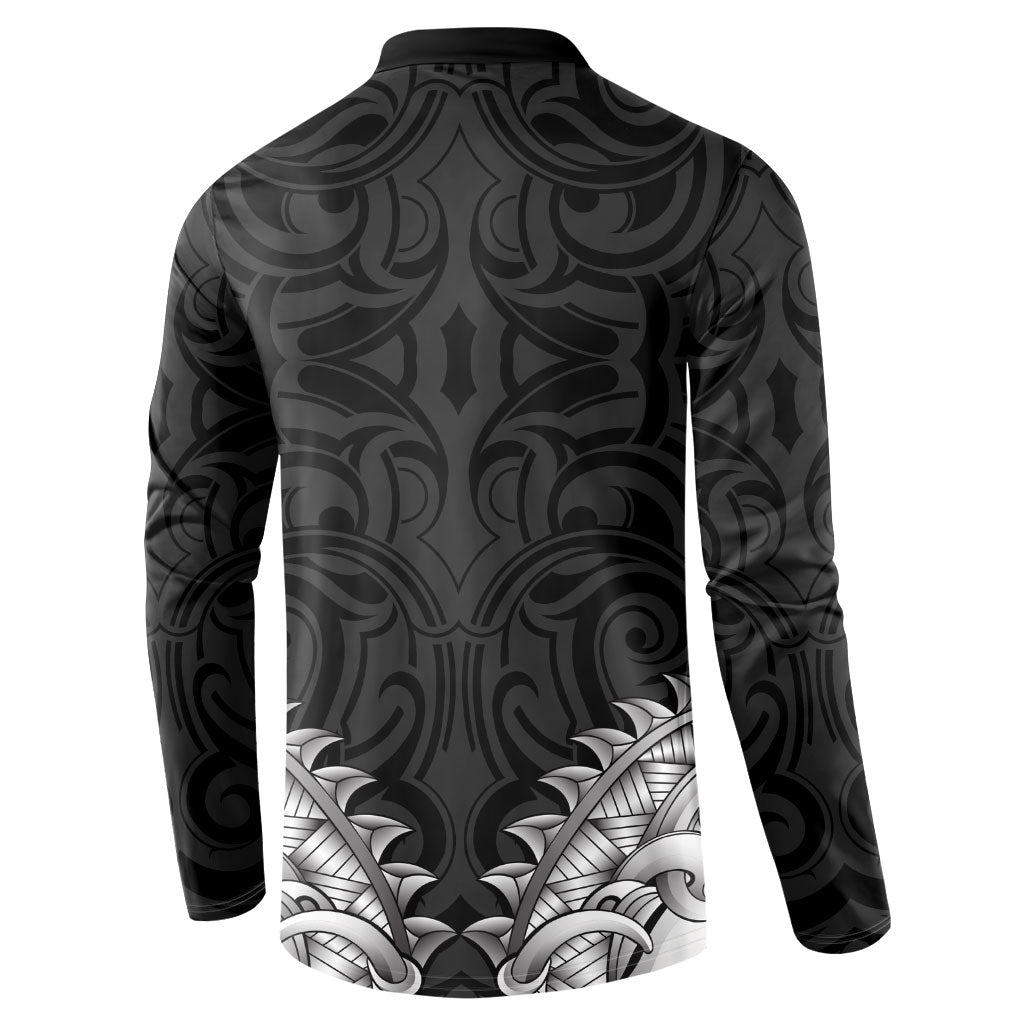 New Zealand Ta Moko Button Sweatshirt Aotearoa Maori Chest Tattoo Black