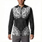 New Zealand Ta Moko Button Sweatshirt Aotearoa Maori Chest Tattoo Black