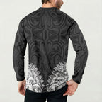 New Zealand Ta Moko Button Sweatshirt Aotearoa Maori Chest Tattoo Black