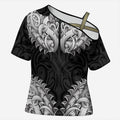 New Zealand Ta Moko Cross Shoulder Shirt Aotearoa Maori Chest Tattoo Black