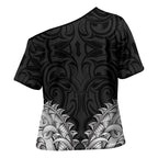 New Zealand Ta Moko Cross Shoulder Shirt Aotearoa Maori Chest Tattoo Black