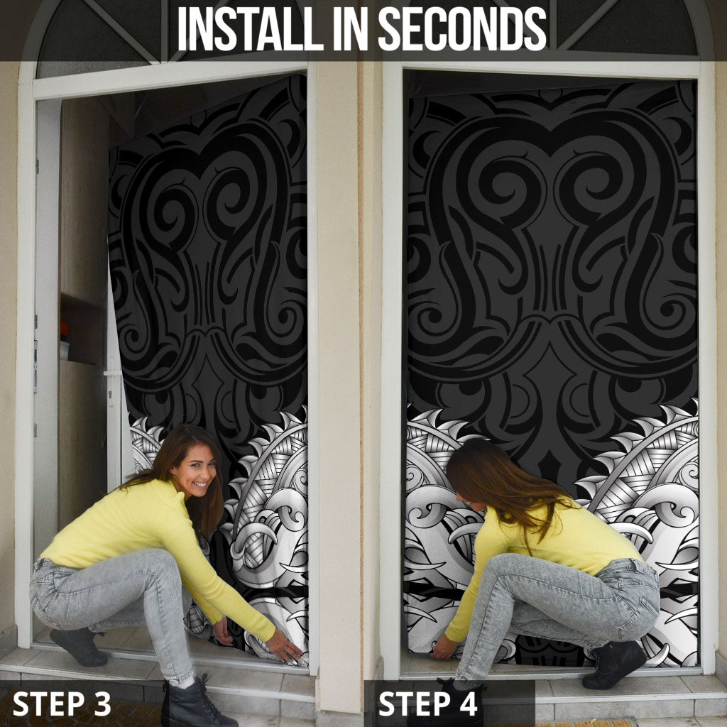 New Zealand Ta Moko Door Cover Aotearoa Maori Chest Tattoo Black