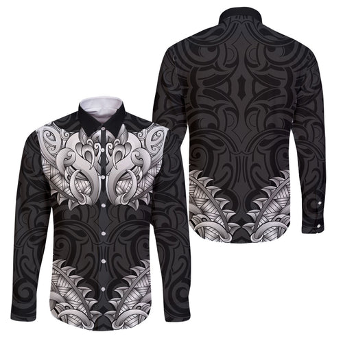 New Zealand Ta Moko Family Matching Summer Maxi Dress and Hawaiian Shirt Aotearoa Maori Chest Tattoo Black