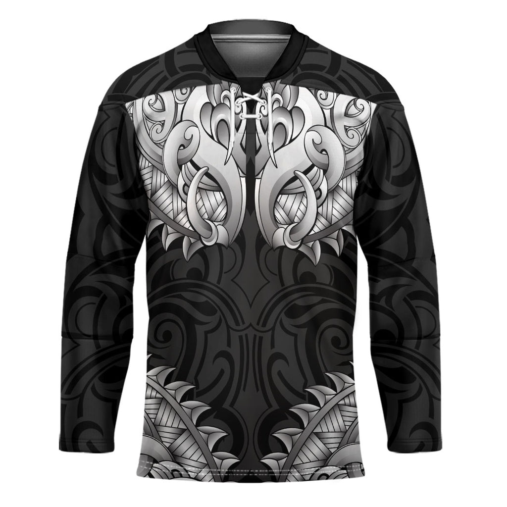 New Zealand Ta Moko Hockey Jersey Aotearoa Maori Chest Tattoo Black