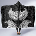 New Zealand Ta Moko Hooded Blanket Aotearoa Maori Chest Tattoo Black
