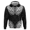 New Zealand Ta Moko Hoodie Aotearoa Maori Chest Tattoo Black