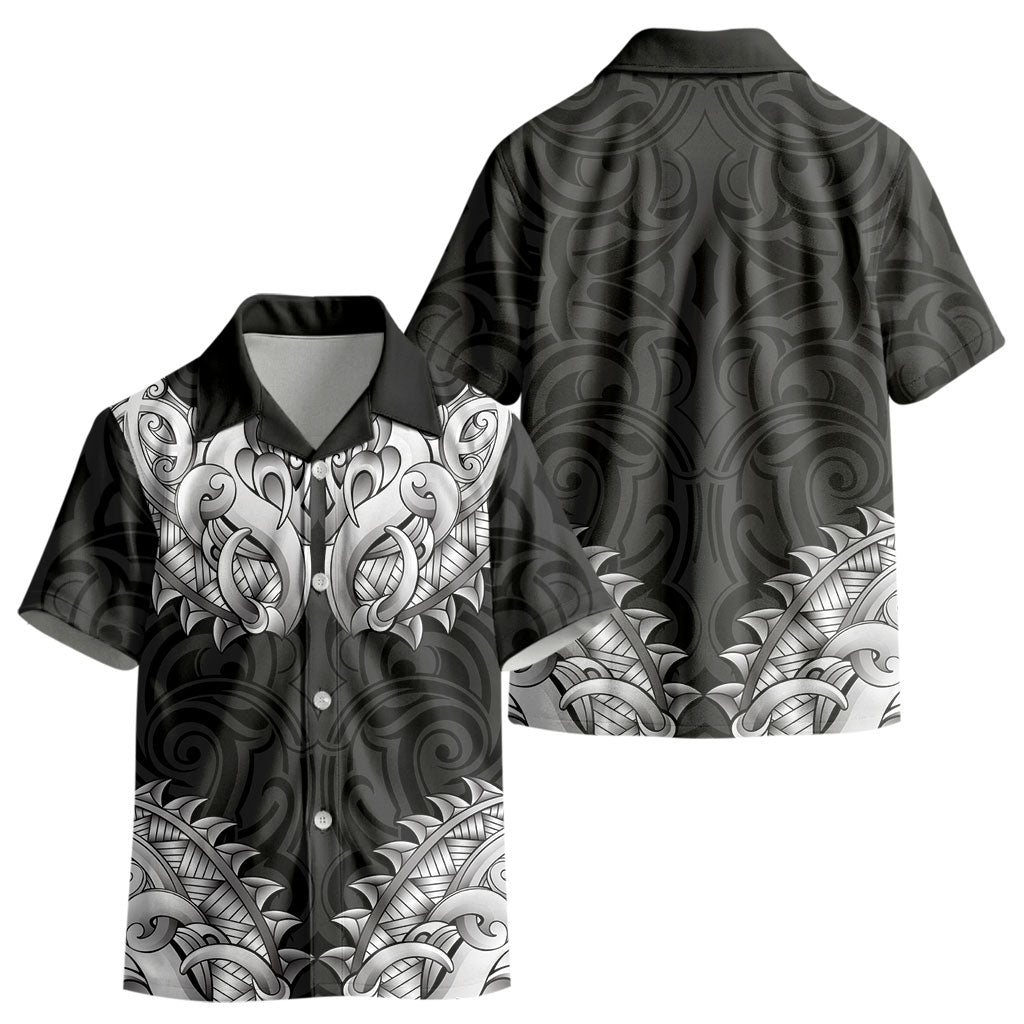 New Zealand Ta Moko Kid Hawaiian Shirt Aotearoa Maori Chest Tattoo Black LT14
