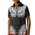 New Zealand Ta Moko Kid Polo Shirt Aotearoa Maori Chest Tattoo Black