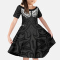 New Zealand Ta Moko Kid Short Sleeve Dress Aotearoa Maori Chest Tattoo Black