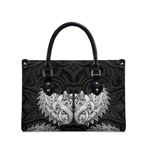 New Zealand Ta Moko Leather Bag Aotearoa Maori Chest Tattoo Black