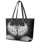 New Zealand Ta Moko Leather Tote Bag Aotearoa Maori Chest Tattoo Black