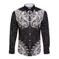 New Zealand Ta Moko Long Sleeve Button Shirt Aotearoa Maori Chest Tattoo Black
