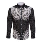 New Zealand Ta Moko Long Sleeve Button Shirt Aotearoa Maori Chest Tattoo Black