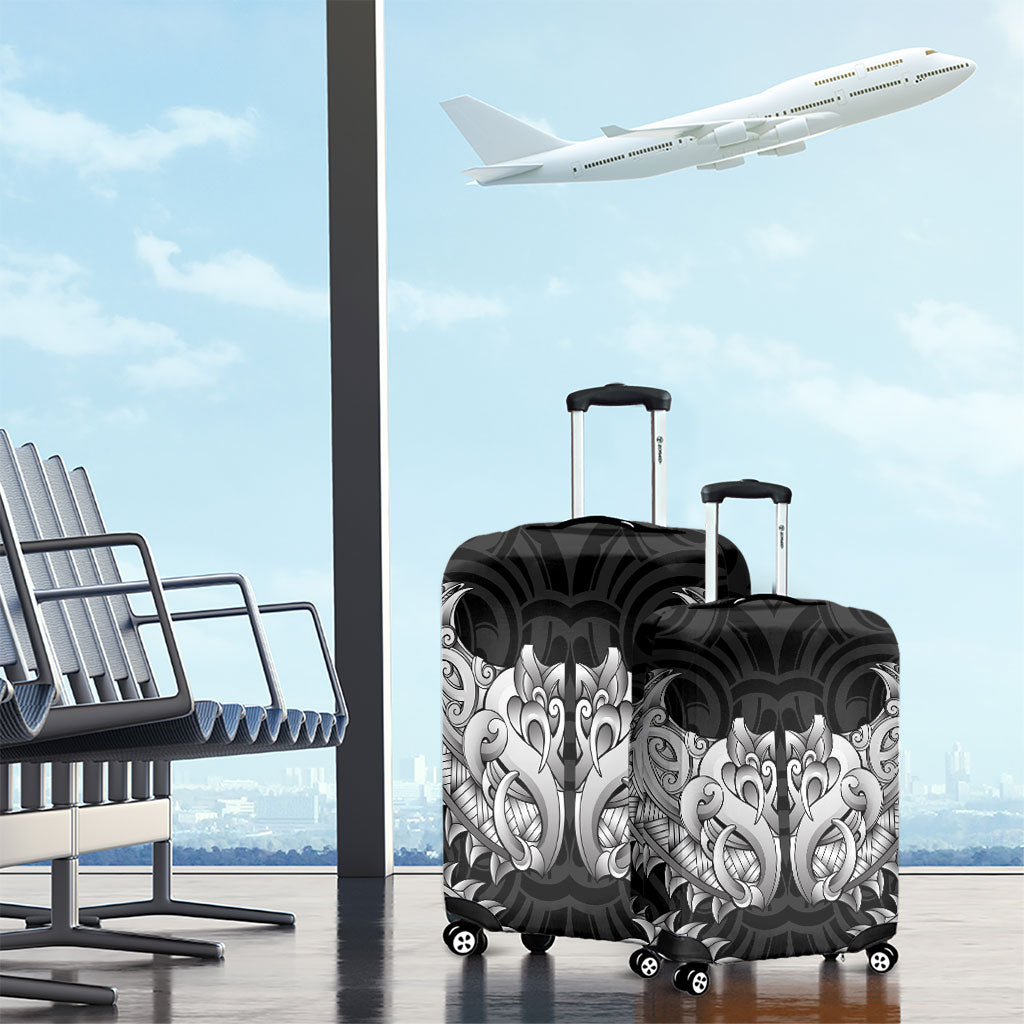 New Zealand Ta Moko Luggage Cover Aotearoa Maori Chest Tattoo Black