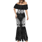 New Zealand Ta Moko Mermaid Dress Aotearoa Maori Chest Tattoo Black