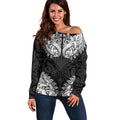 New Zealand Ta Moko Off Shoulder Sweater Aotearoa Maori Chest Tattoo Black