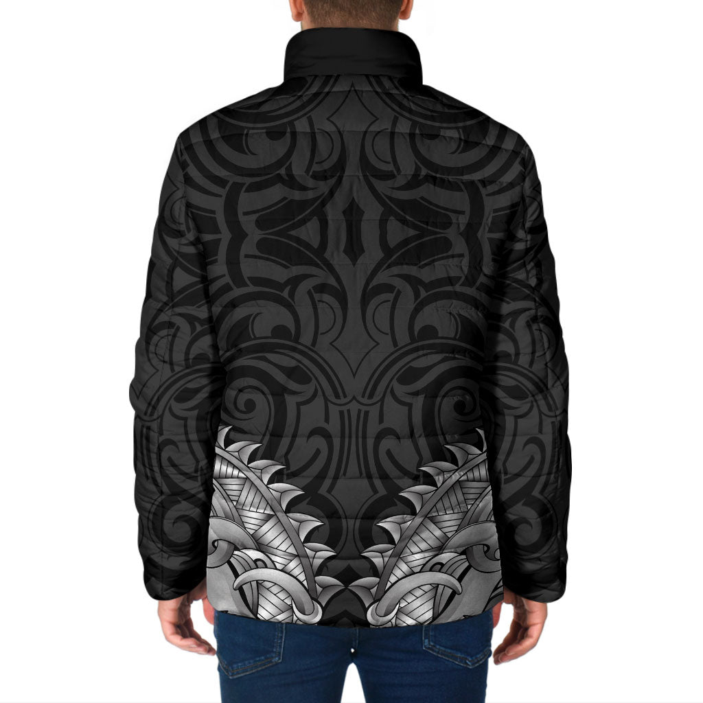 New Zealand Ta Moko Padded Jacket Aotearoa Maori Chest Tattoo Black