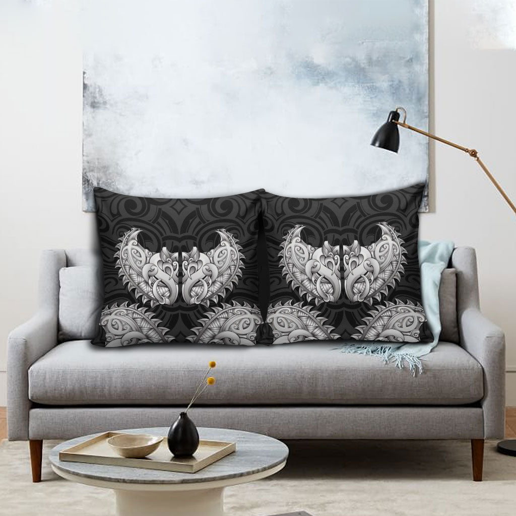 New Zealand Ta Moko Pillow Cover Aotearoa Maori Chest Tattoo Black