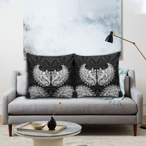 New Zealand Ta Moko Pillow Cover Aotearoa Maori Chest Tattoo Black