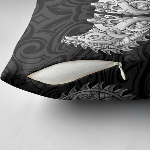 New Zealand Ta Moko Pillow Cover Aotearoa Maori Chest Tattoo Black