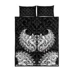 New Zealand Ta Moko Quilt Bed Set Aotearoa Maori Chest Tattoo Black