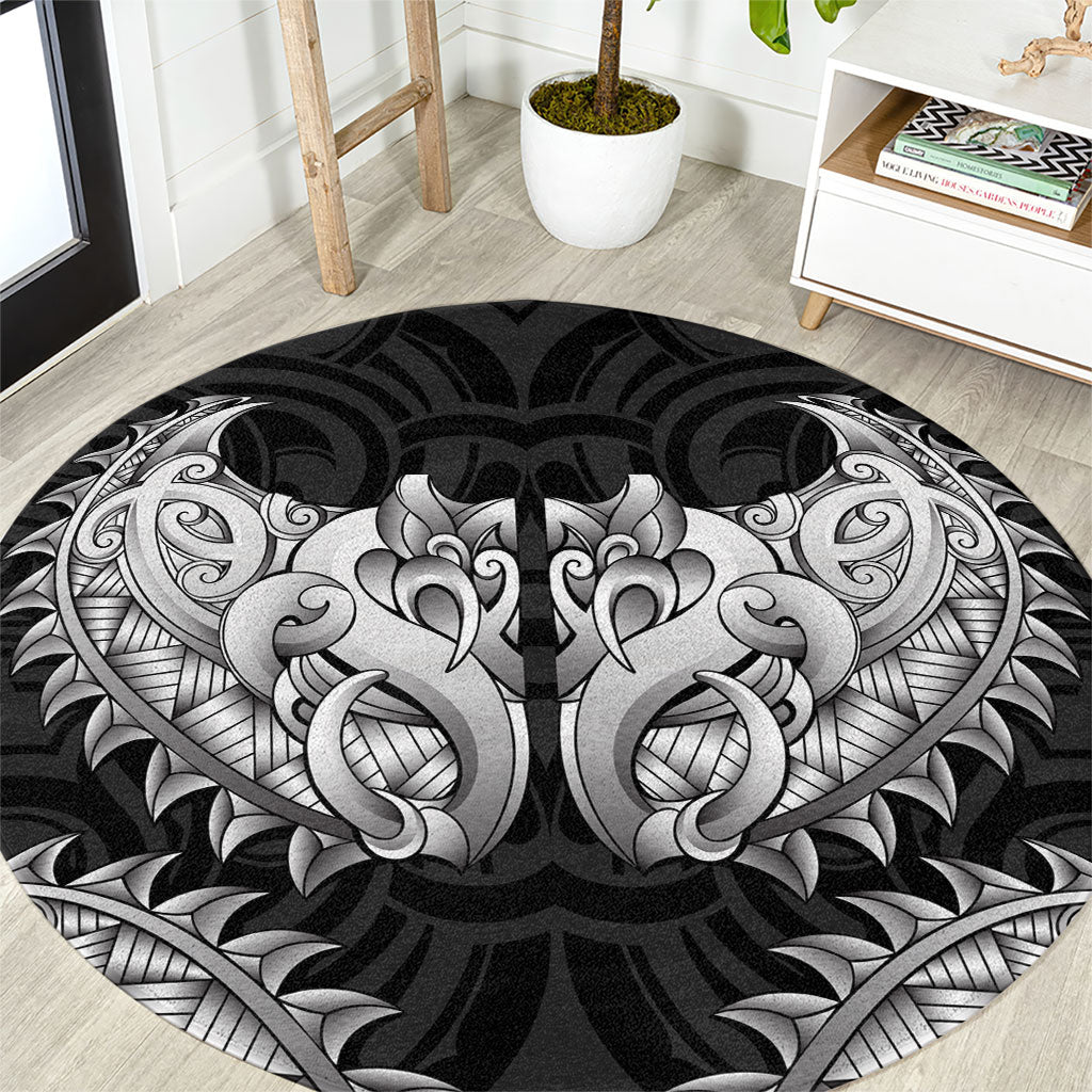 New Zealand Ta Moko Round Carpet Aotearoa Maori Chest Tattoo Black