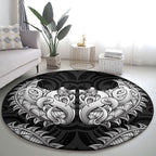New Zealand Ta Moko Round Carpet Aotearoa Maori Chest Tattoo Black