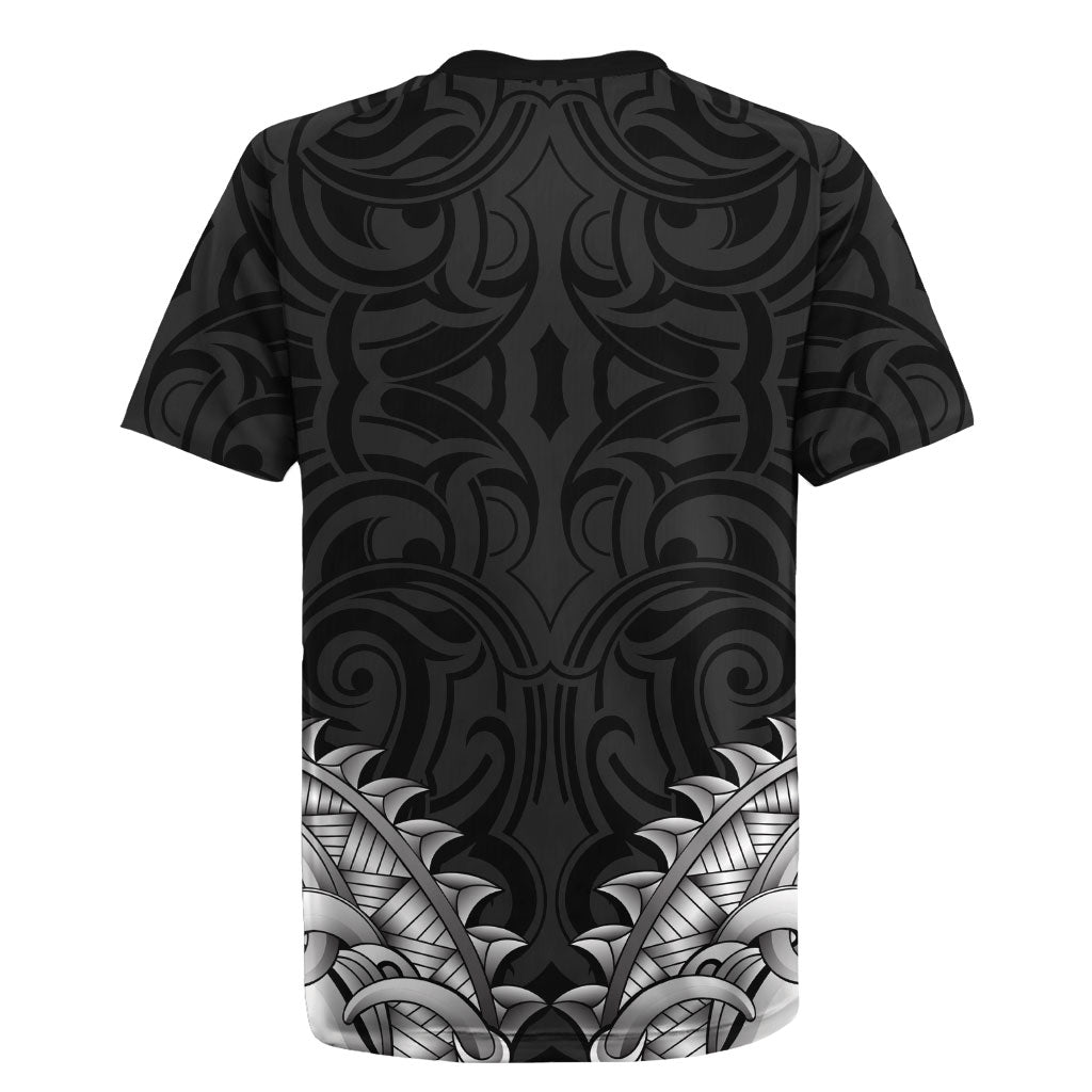 New Zealand Ta Moko Rugby Jersey Aotearoa Maori Chest Tattoo Black
