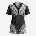 New Zealand Ta Moko Scrub Top Aotearoa Maori Chest Tattoo Black