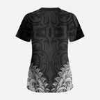 New Zealand Ta Moko Scrub Top Aotearoa Maori Chest Tattoo Black