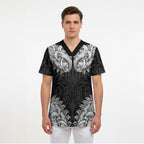 New Zealand Ta Moko Scrub Top Aotearoa Maori Chest Tattoo Black