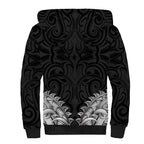 New Zealand Ta Moko Sherpa Hoodie Aotearoa Maori Chest Tattoo Black