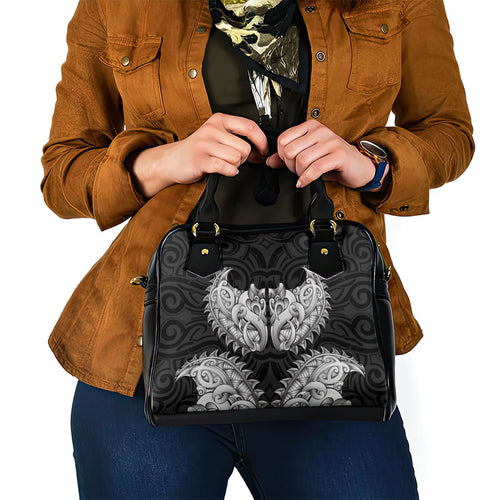 New Zealand Ta Moko Shoulder Handbag Aotearoa Maori Chest Tattoo Black