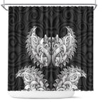 New Zealand Ta Moko Shower Curtain Aotearoa Maori Chest Tattoo Black