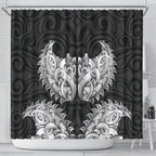 New Zealand Ta Moko Shower Curtain Aotearoa Maori Chest Tattoo Black