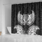 New Zealand Ta Moko Shower Curtain Aotearoa Maori Chest Tattoo Black