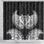 New Zealand Ta Moko Shower Curtain Aotearoa Maori Chest Tattoo Black