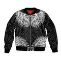 New Zealand Ta Moko Sleeve Zip Bomber Jacket Aotearoa Maori Chest Tattoo Black