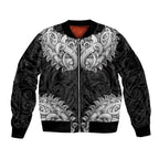 New Zealand Ta Moko Sleeve Zip Bomber Jacket Aotearoa Maori Chest Tattoo Black