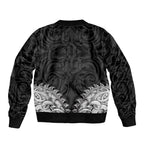 New Zealand Ta Moko Sleeve Zip Bomber Jacket Aotearoa Maori Chest Tattoo Black