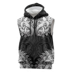 New Zealand Ta Moko Sleeveless Hoodie Aotearoa Maori Chest Tattoo Black