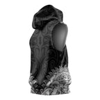 New Zealand Ta Moko Sleeveless Hoodie Aotearoa Maori Chest Tattoo Black