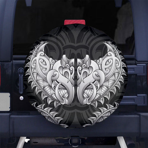New Zealand Ta Moko Spare Tire Cover Aotearoa Maori Chest Tattoo Black