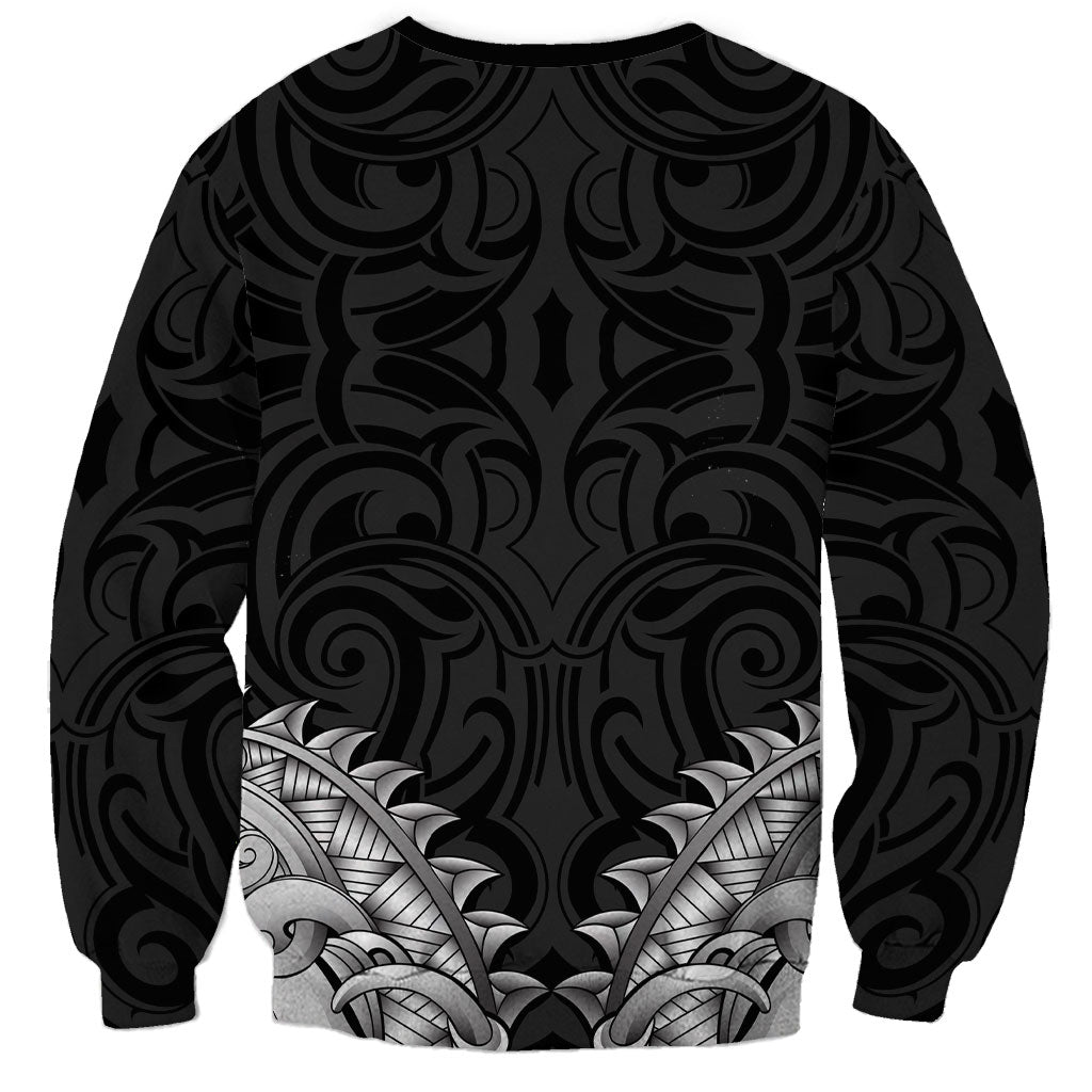New Zealand Ta Moko Sweatshirt Aotearoa Maori Chest Tattoo Black
