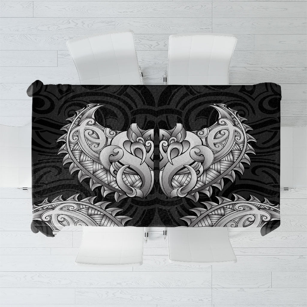 New Zealand Ta Moko Tablecloth Aotearoa Maori Chest Tattoo Black