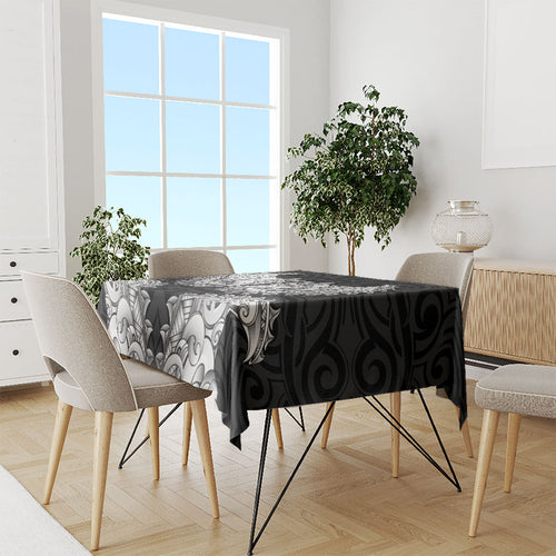New Zealand Ta Moko Tablecloth Aotearoa Maori Chest Tattoo Black